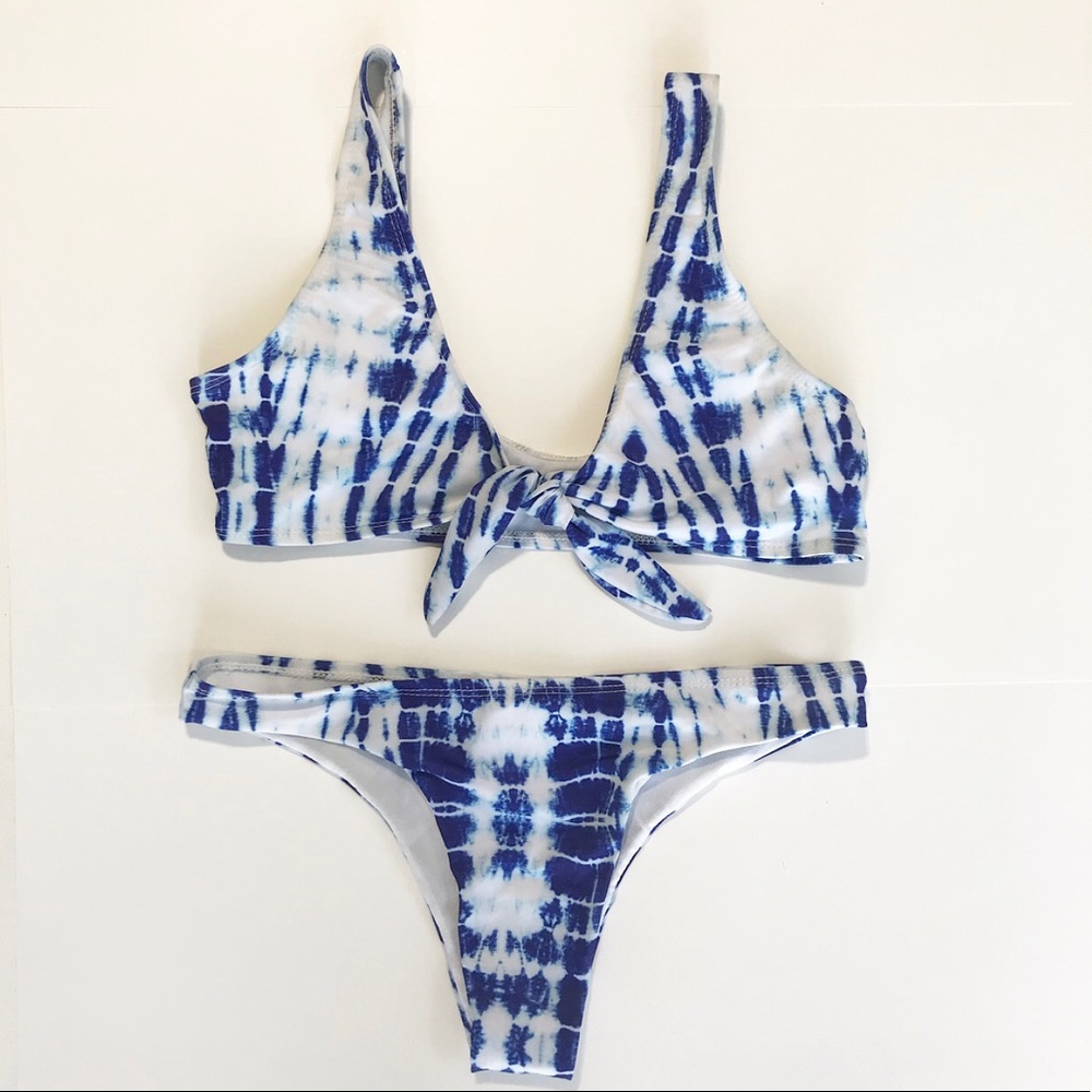 Blue & White Tie Dye Bikini